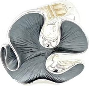 Signé Signè Ring Damenring elastisch silberfarben rhodiniert One Size Blume Grau No.14 (18, 19, 20, 21)