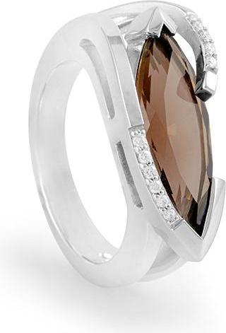 Breuning RING - E.RAUCHQUARZ/Brill. 0,065 Ct. H/si (54, 585/14 K Gold)