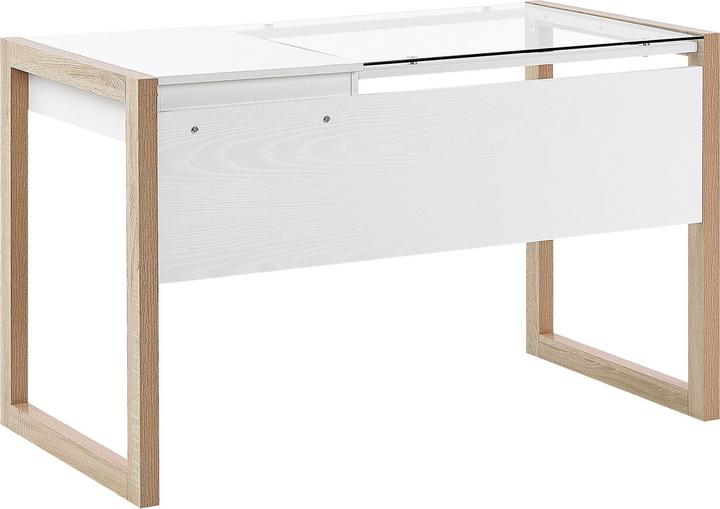 Produktbild Beliani Schreibtisch weiss / heller Holzfarbton 120 x 60 cm JENKS (120 x 60 x 75 cm)