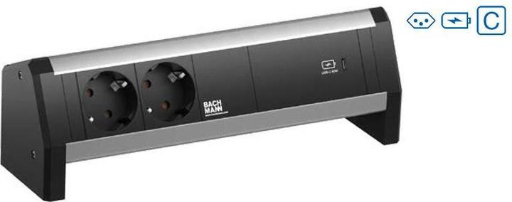 Actual product image Bachmann Desktop power strip DESK 1, 2x T13, 1x USB C, 1x Custom (2 x, USB-A, USB-C, Type 13)
