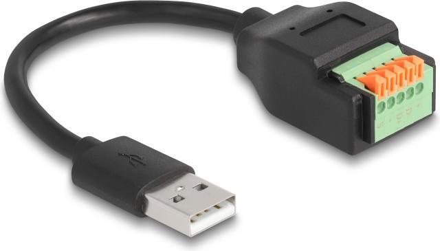 Image du produit Delock Câble USB 2.0 type A mâle vers adaptateur de bloc terminal avec bouton-poussoir 15 cm (0.15 m, USB 2.0)