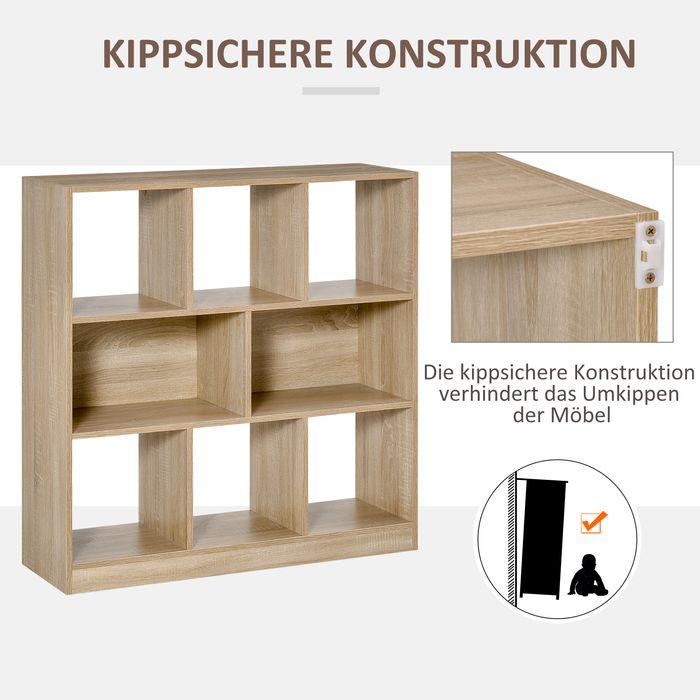 Actual product image Swisshandel24 Bookcase Shelf Standing shelf, 8 shelves, 97.5x30x100cm, oak look (97.5 x 30 x 100 cm)
