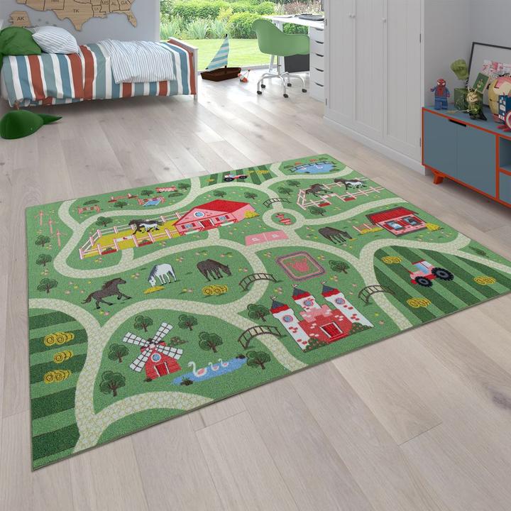 Immagine prodotto Paco Home Spielteppich Strassen-Motiv Pferde (200 x 290 cm)