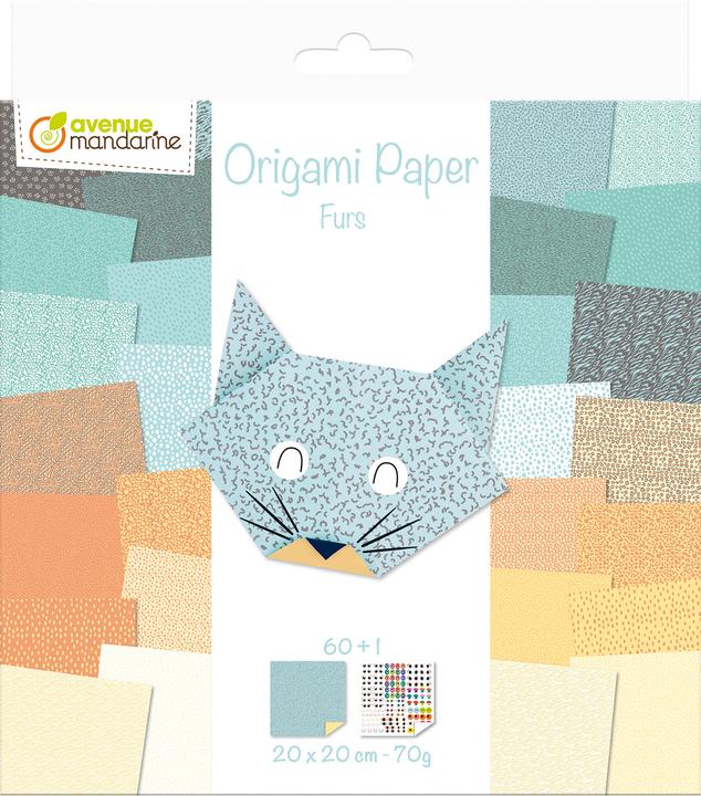 Image du produit Avenue Mandarine Assortiment de papier à plier "Animaux", 60 feuilles, feuille d'autocollants incluse (70 g/m², 60 x)