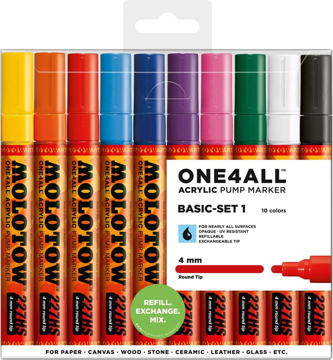 Produktbild Molotow Permanentmarker One4All 227 HS nachfüllbar 4mm sortiert VE=10 Stück (Sortiert, 4 mm, 10 x)