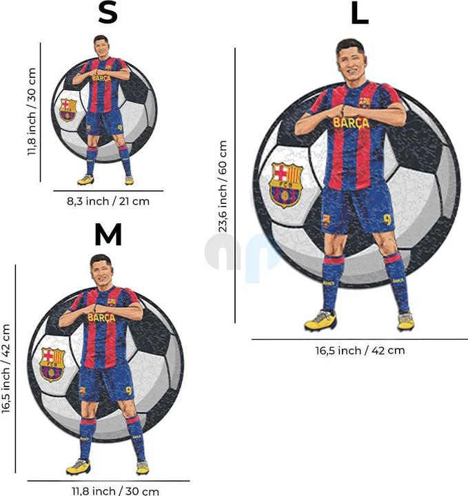 Produktbild Iconic FC Barcelona - Robert Lewandowski - Holz Puzzle Grösse M (270 Teile) (270 Teile)