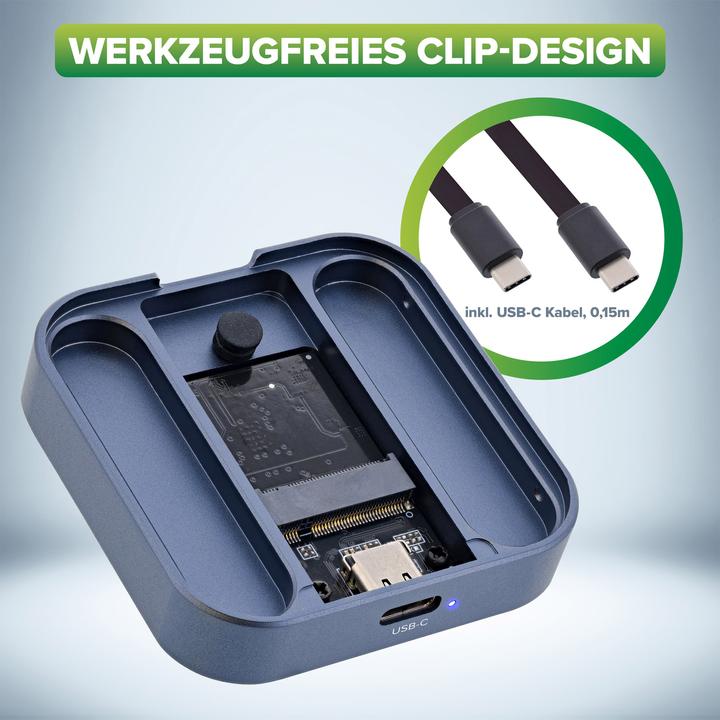 Productafbeelding InLine Clip Case - Magnetische USB-C behuizing voor SATA III & NVMe M.2 2230 SSD's (M.2 2230)