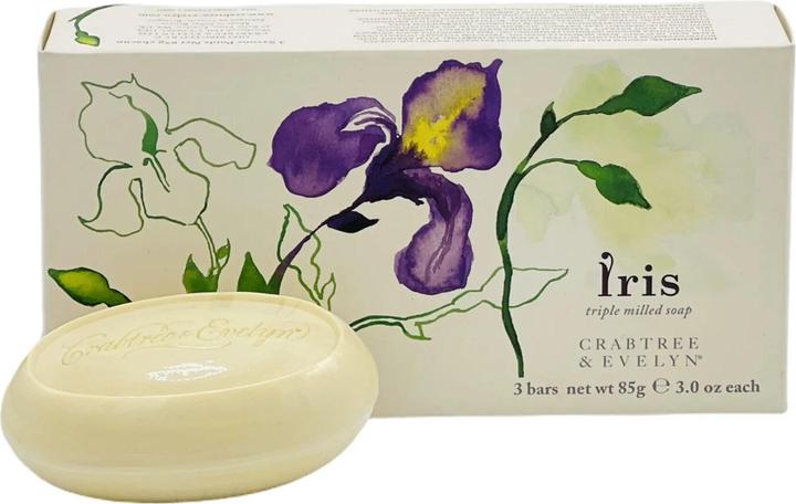 Actual product image Floris Crabtree & Evelyn Iris Triple Milled Soap Bars 3 oz - Set of 3 Discontinued (Hard soap)