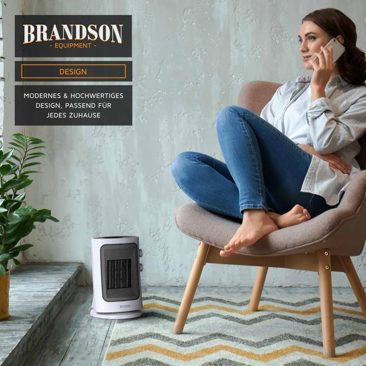 Actual product image Brandson Ceramic Fan Heater 1500 W, Ceramic Fan Heater with Carrying Handle & Oscillation, Bathroom Heater (1500 W)