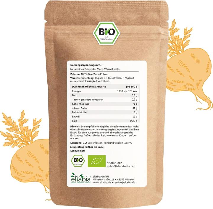 Image du produit Eltabia Poudre de maca bio | Poudre de maca premium du Pérou (Poudre, 100 g)