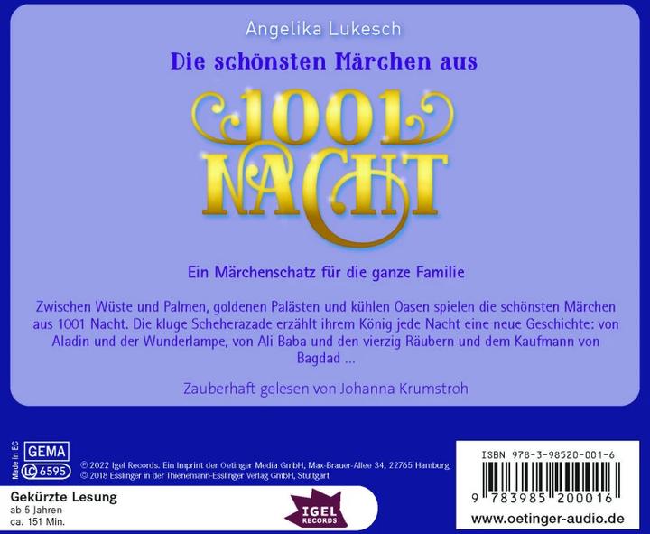 Produktbild Die schönsten Märchen aus 1001 Nacht (Ralf Kiwit, Angelika Lukesch, Kathrin Treuber, Johanna Krumstroh, Deutsch)