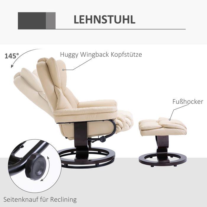 Produktbild Swisshandel24 Relaxsessel mit Hocker, drehbarer Fernsehsessel, TV-Sessel mit Liegefunktion, Ruhesessel, Liegesesse