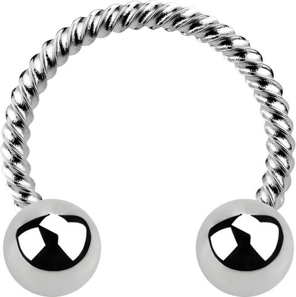 Immagine prodotto Star Piercing Micro Circular Barbell in argento intrecciato con due palline (senza ottone)