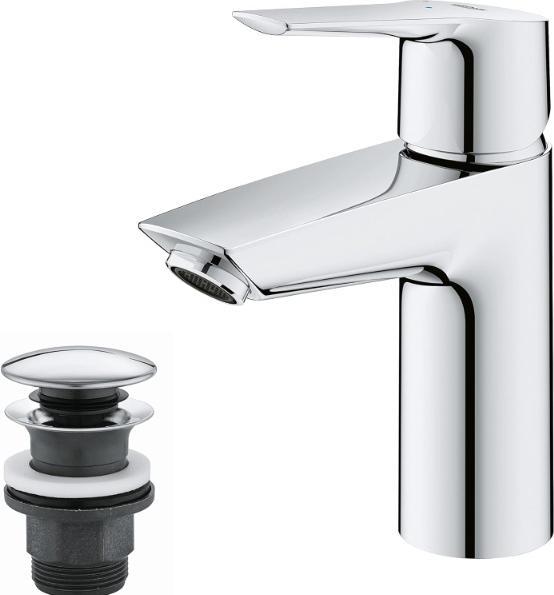 Grohe Start QuickFix Lavaboarmatur, Mittelstellung kalt, Push-Open Ablauf, S-Size, Chrom