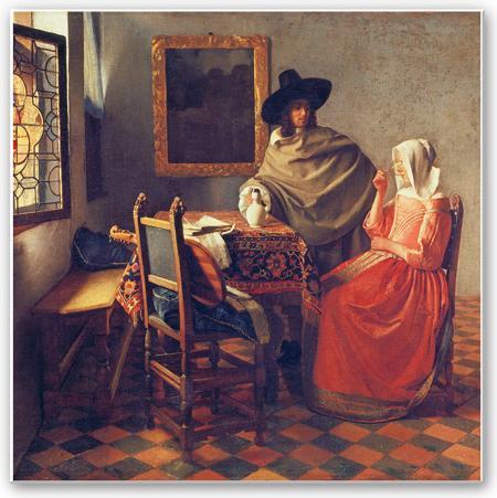 Image du produit Trenddeko Vermeer - Le verre de vin (20 x 20 cm)