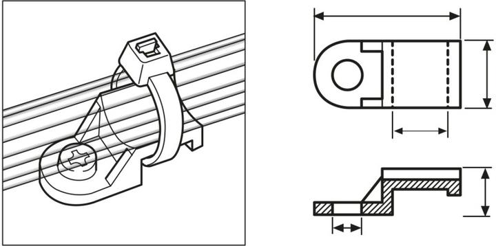 Image du produit HellermannTyton Mounting Base Ty3 G1 (Boucles de fixation, 20 mm, 100 pcs)