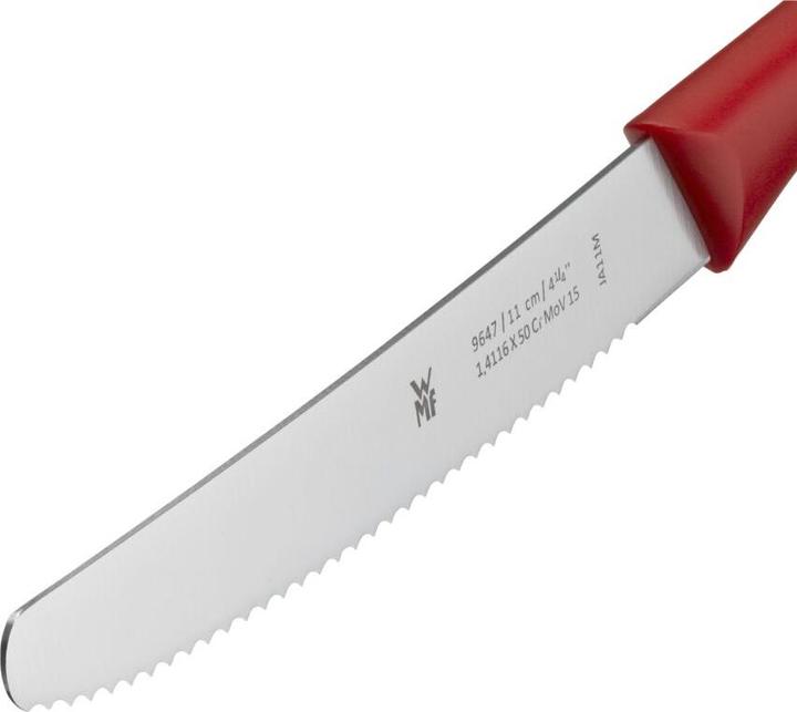 Produktbild WMF Brötchenmesser Frühstücksmesser Set 6tlg 23cm Wellenschliff ClassicLine rot (11 cm)