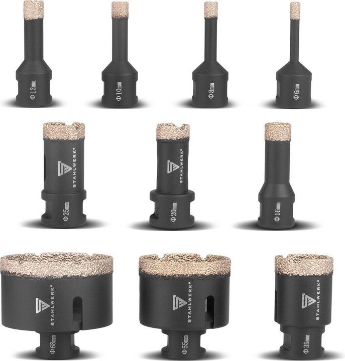 Produktbild Stahlwerk Diamant-Bohrkronen 10er Set 6-68 mm M14 für Winkelschleifer (68 mm)