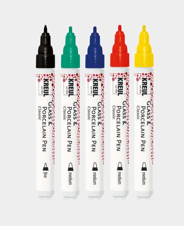 Produktbild I Am Creative Porcelain Pen 5er-Set (Schwarz, Signalgelb, Kirschrot, Royalblau, Französisch grün, 4 mm, 5 x)