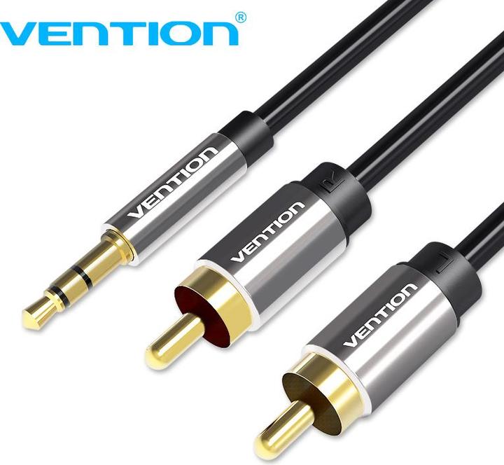 Actual product image Vention 3.5mm Male to 2x RCA Male Audio Cable 3m BCFBI Black (3 m, 3.5mm jack (AUX))