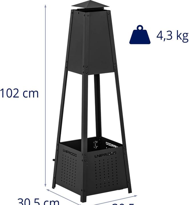 Image du produit Uniprodo Brasero extérieur - 30 x 30 x 100 cm - Design pyramidal (30 cm)
