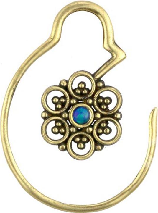 Star Piercing Ohrgewicht Ring vergoldet Kreisblume mit Opal blau (Messing)