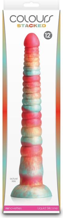 Actual product image NS Novelties colours stacked 12 inch dildo red/gold