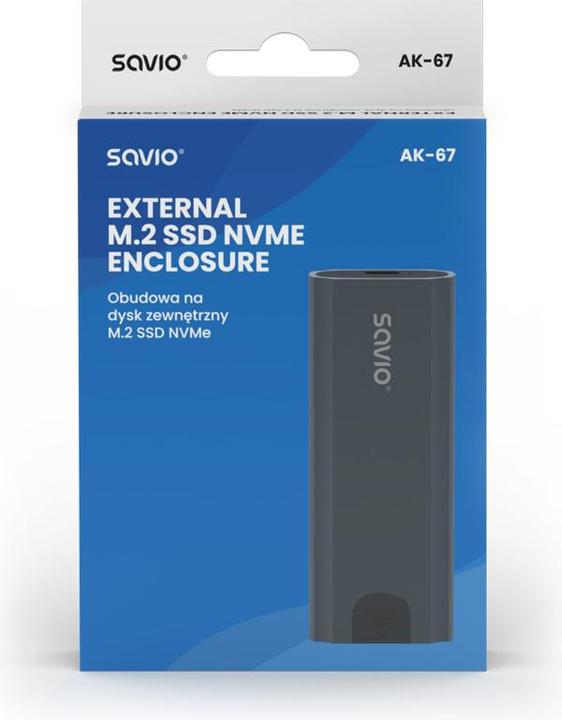 Image du produit Savio Boîtier de disque dur externe M.2 SSD NVMe USB-C 3.1 AK-67 gris (M.2 2230, M.2 2280, M.2 2260)