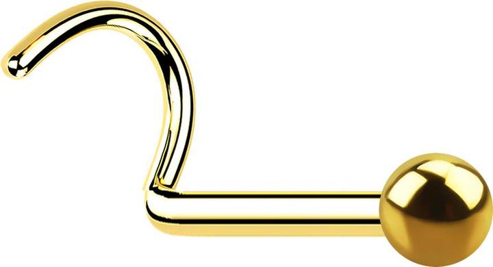 Star Piercing Nasenstecker gebogen vergoldet mit Kugel (Titan G23, ohne Messing)