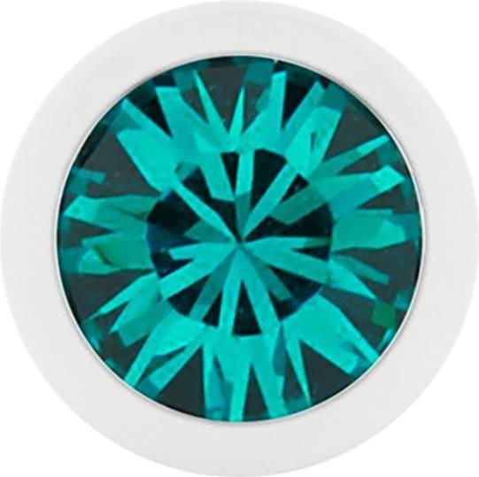 Star Piercing Micro Kugel Pure White mit Swarovski türkis (ohne Messing, Chirurgenstahl 316L)