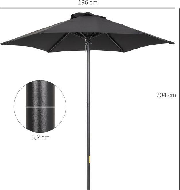 Produktbild Swisshandel24 Sonnenschirm Ø196 cm, Drehbar, Knickfunktion, sechseckig, Schwarz