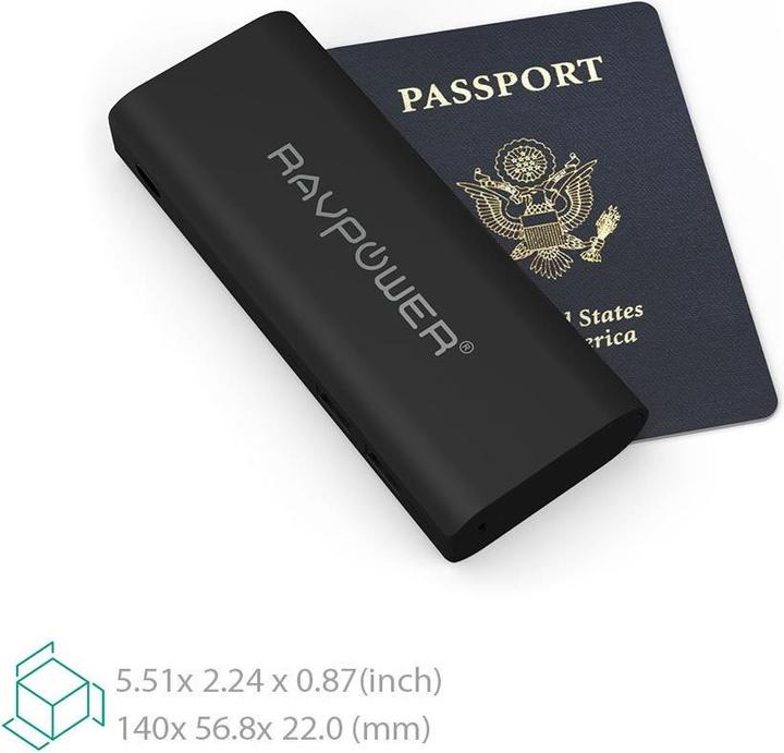 Actual product image RAVPower RP-PB07 Element Series Portable External Battery Pack (10400 mAh, 38.48 Wh)