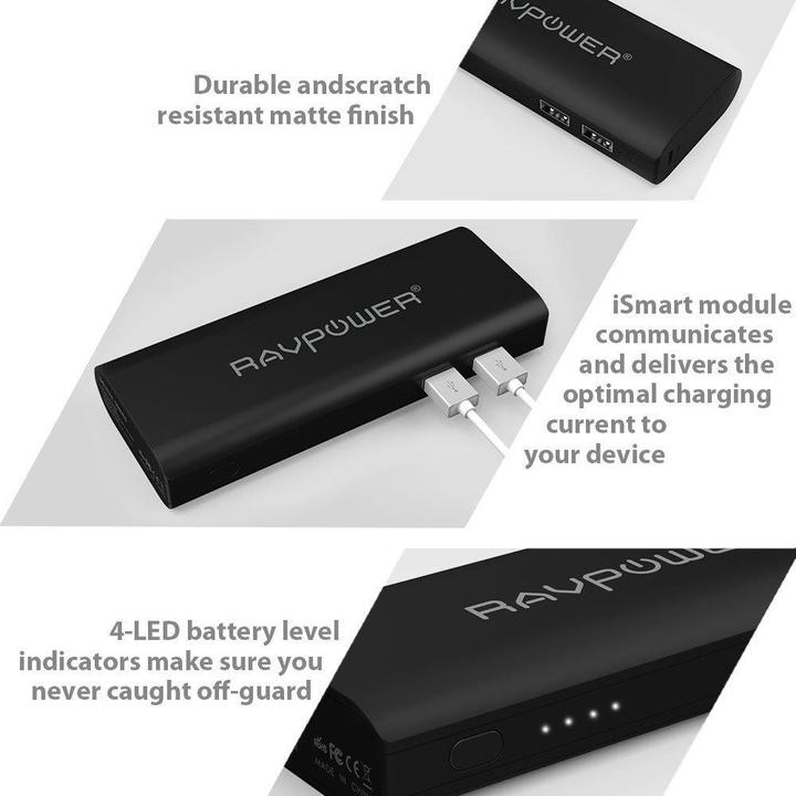 Actual product image RAVPower RP-PB07 Element Series Portable External Battery Pack (10400 mAh, 38.48 Wh)