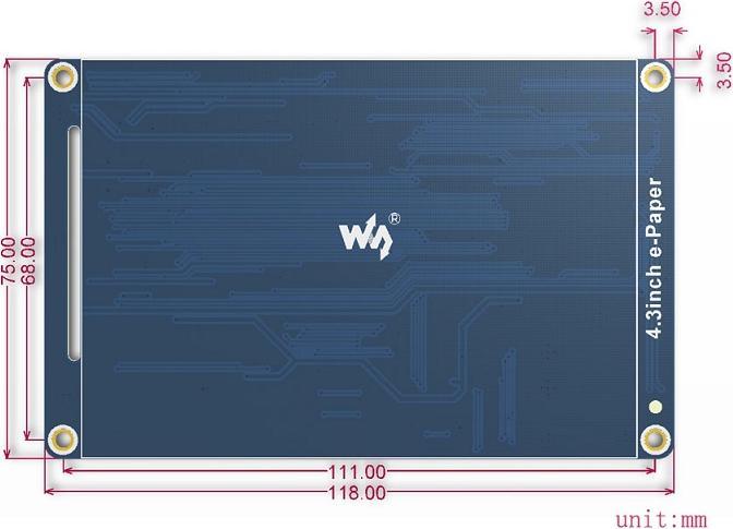 Actual product image WaveShare 800x600 4.3inch e-Ink UART Display