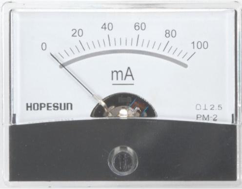 Actual product image Hopesun ANALOG INSTALLABLE CURRENT METER 100 mA DC / 60 x 47 mm