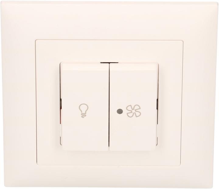 Image du produit Feller EdizioDue Double interrupteur à poussoir Schéma 3+3 Lumière et ventilateurs éclairés UP