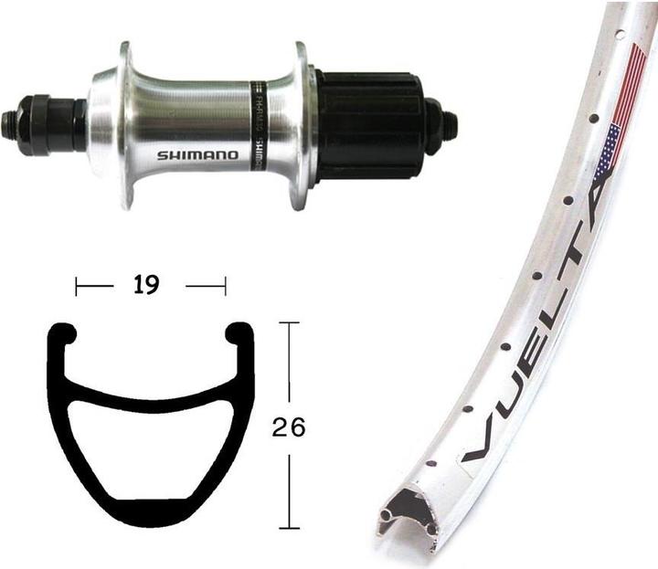 Image du produit Vuelta Airline 1 Roue arrière Shimano TX500 8/9/10 vitesses 26 (Roue arrière, 26")