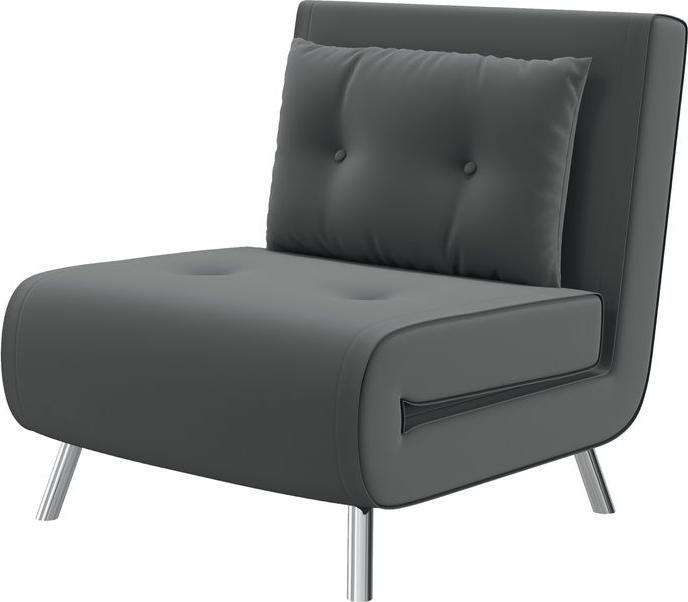 Produktbild Swisshandel24 Schlafsessel Kissen Gästebett Polstersofa Samt Dunkelgrau 77x88x83cm
