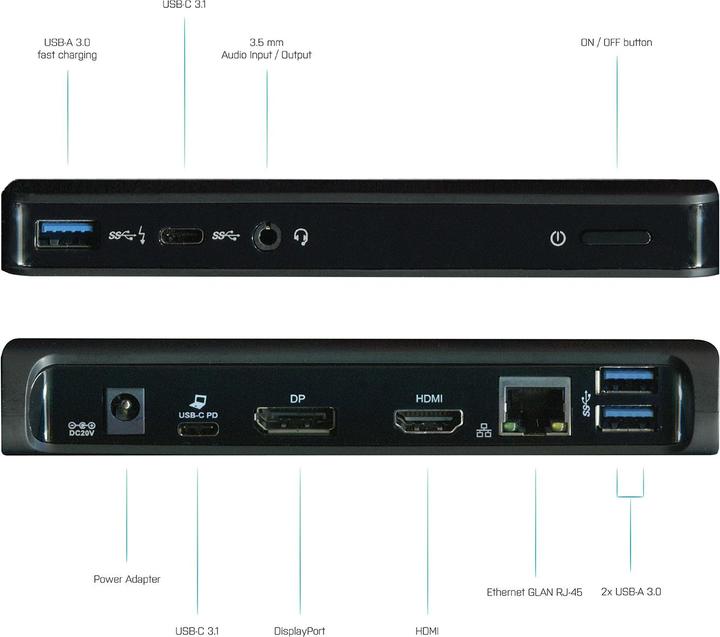 Produktbild i-tec C31dualdockpd (USB-A, USB-C, 3 Ports)