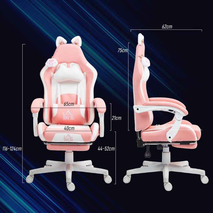 Produktbild Swisshandel24 Gaming Stuhl Ergonomischer Gamer Stuhl mit Lendenwirbelstütze, Fussstütze Rosa