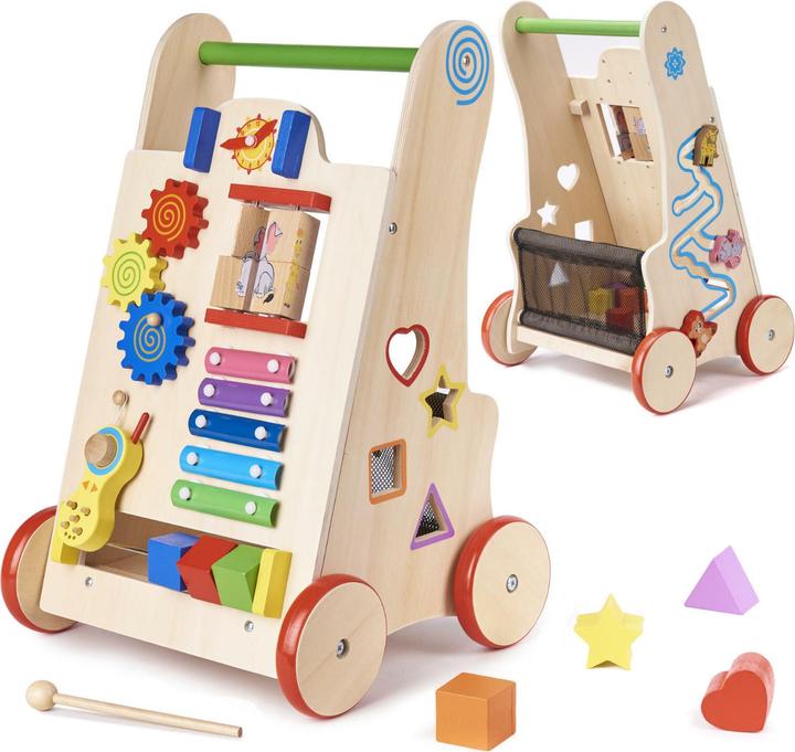 Ikonka Kinderwagen Holz Lernwürfel 6in1