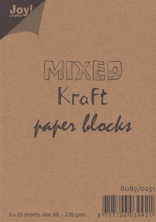 Produktbild Joy!Crafts Kraftpapier-Block "Mixed", 3 x 20 Blatt (220 g/m², 60 x)