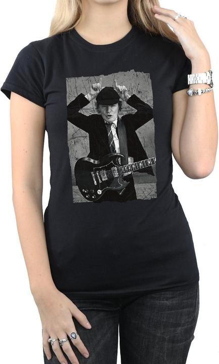Immagine prodotto AC/DC Maglietta da donna/donna Angus Young con foto distressed in cotone (L)