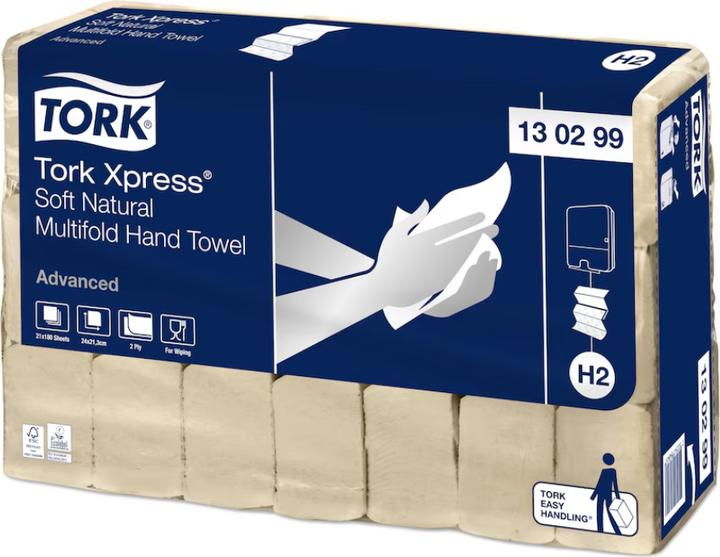 Actual product image Tork Towel Sheet Towel Sheet Xpress H2 21,3x24x8 cm Nature,21 rl/krt (21 x)