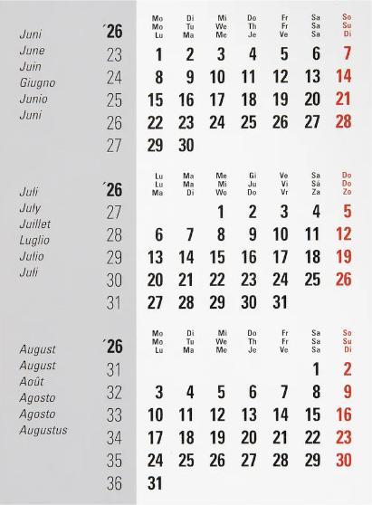 Biella Contenu de rechange pour calendrier de table 3 mois Desktop Frame