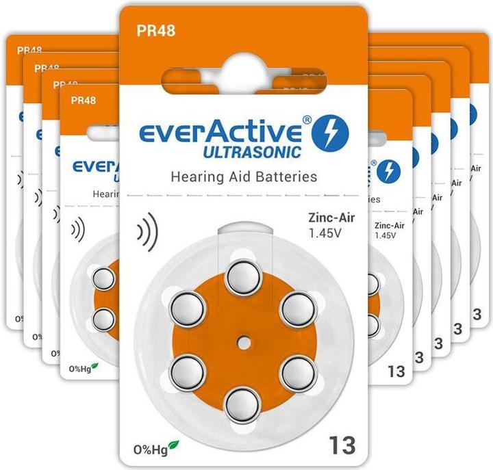 Image du produit Everactive Ultrasonic 13 - Piles pour appareils auditifs (60 pcs, 13, A13, PR48, LR754)