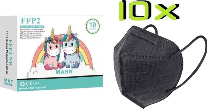 Image du produit Care 10x enfants FFP2 NR masque de protection respiratoire CE 2163 EN 149:2001 noir (FFP2, 10 x)
