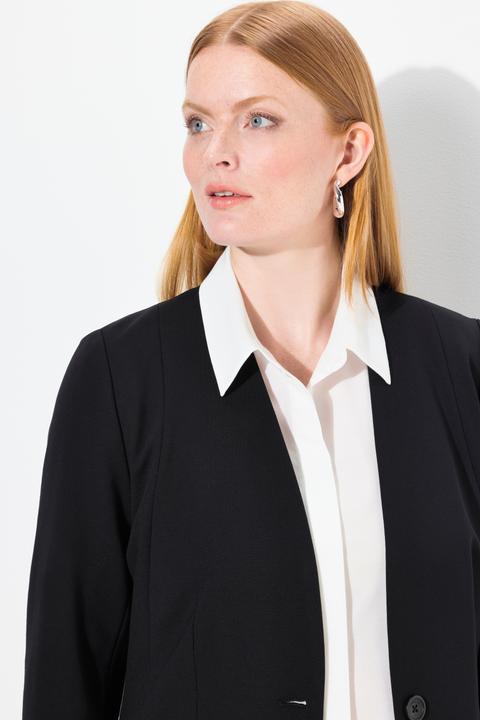 Produktbild Ulla Popken Blazer, Punto di Roma, V-Ausschnitt, Knopfverschluss (50)