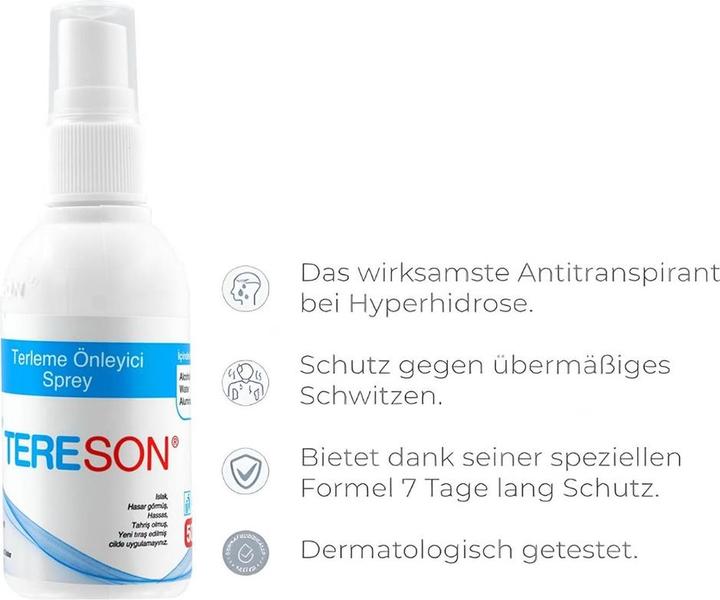 Produktbild Tereson Antitranspirant Spray 50 ml, stark gegen Schwitzen an Achseln und Händen (Spray, Crème, 50 ml)