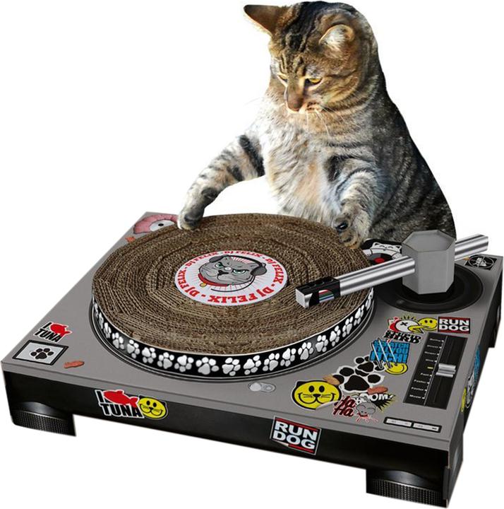 Suck UK Cat Scratching Post Record Player (10 cm, Multi color)